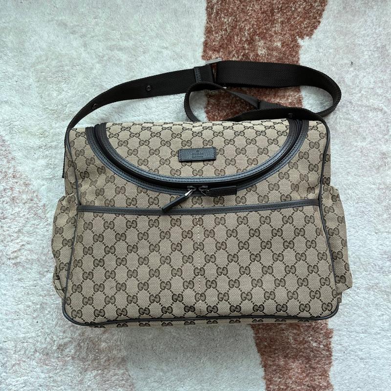 Gucci Messenger Bag 123326 coffee cloth with black leather